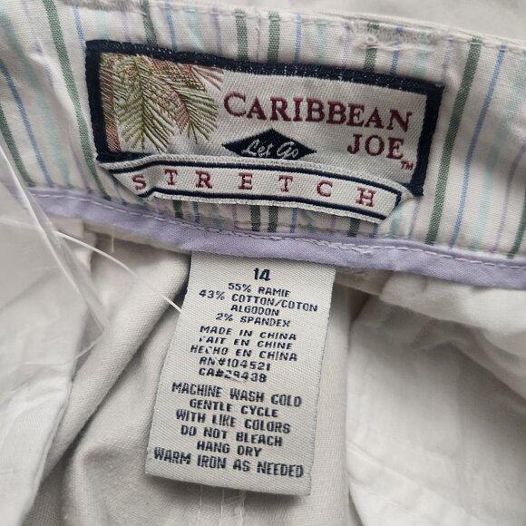 Caribbean Joe Let Go Passport Collection Womens Pants Size 14 Belted Beige - Picture 7 of 9